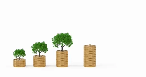 4k Resolution Video: Saving Money Concept. Stacks of Goldenas a Bar Graph w.. Stock Footage 276414631