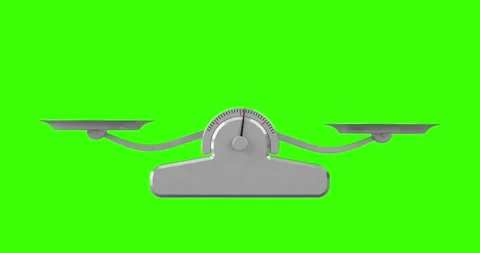 4k Resolution Video: Simple Weighting Balance Scale Balancing on a green sc.. Stock Footage 299903863
