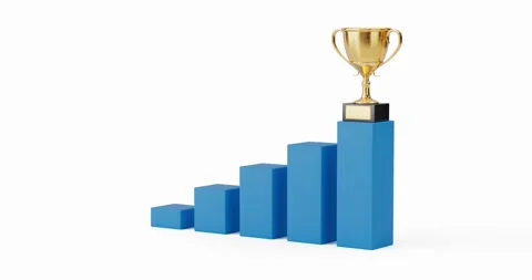 4k Resolution Video: Steps to Success Concept. Golden Winner Awad Trophy on.. Stock Footage 278316492