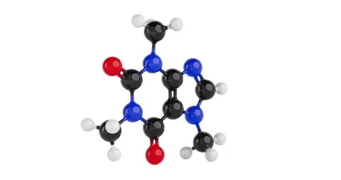 4k Resolution Video: Structural Model of Caffeine Molecule Seamless Looped .. Stock Footage 305448299