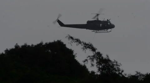 4K: Resuce Helicopter with Man on Line Stock Footage 68589929