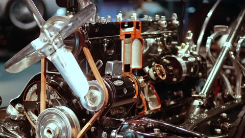 4K - Retro car engine design Stock Footage 132329192