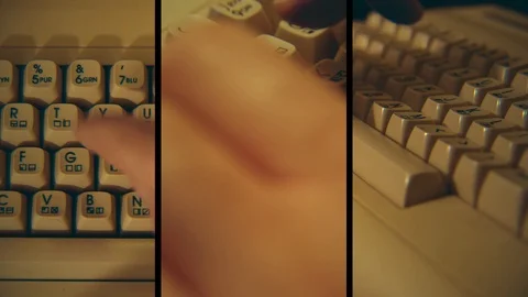 4K Retro Computer Typing Split Screen Co... | Stock Video | Pond5