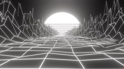 4K Retro Cyberpunk Road to a Sci-Fi City Loop Stock-Footage 317088477
