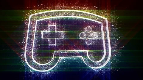 4k Retro gamepad controller hologram digital background,5G gaming play pad game Stock Footage 115475939