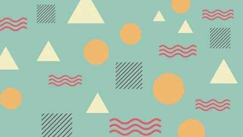 4K Retro Memphis Style Geometric Pattern Background. Retro 80s90s aesthetic.. Stock Footage 322992407