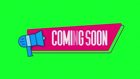 4K Retro style megaphone with speech bubble word Coming Soon. The golden shine Stockbeeldmateriaal 153857930