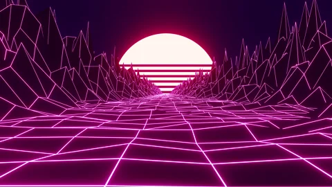 4K Retro Synthwave Landscape Animation Stock-Footage 316322145