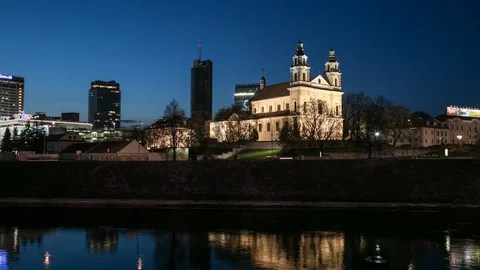 4k Riga, Latvia night hyperlapse 스톡 동영상 87198228