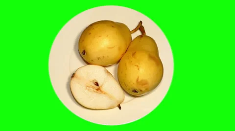 4k – Ripe pears on plate Stock Footage 56242017