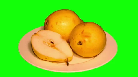 4k – Ripe pears on plate Stock Footage 56600707