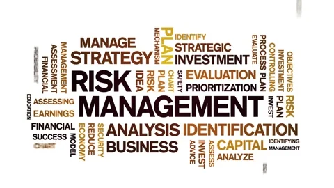 4k Risk Management Animated Tag Word Cloud,Text Design Animation seamless loop. Stock Footage 150620730