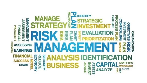 4k Risk Management Animated Tag Word Cloud,Text Design Animation seamless loop. Stock Footage 150620759