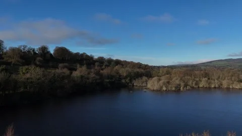 4K River and Forest Landscape with Hills Stockbeeldmateriaal 333412573