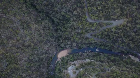 4K River Flowing Through Dry Arid Mountains and Plains Stock-Footage 81193308