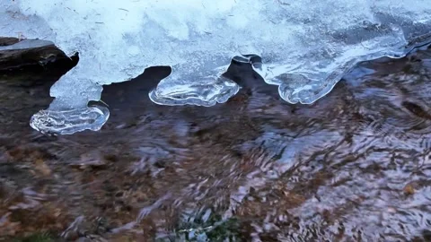 4K River in Spring: Ice Yields to Rushing Water 库存影片 306182290