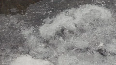 4K river in winter ice and algae Video stock 45814395