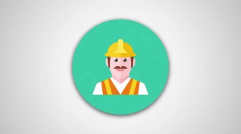 4K - Road worker icon symbol round logo Stock Footage 61381897