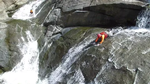 4K Rock Waterfall Slide Stock Footage 63618130