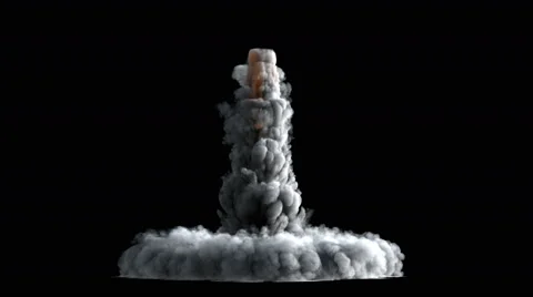 4K Rocket launch or Takeoff smoke texture isolated on black background Stock Footage 45451354