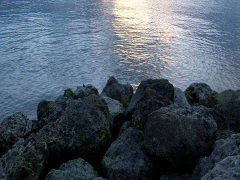 4k Rocky Shore Video stock 76100019