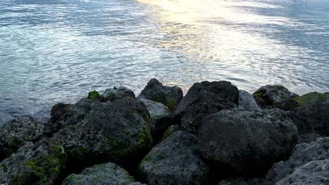 4K Rocky Shore Stock Footage 76324742