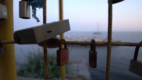 4k Romantic love locks Naples, Italy Stock Footage 78013153