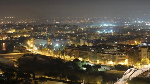 4k Rome Rooftop night timelapse Stock Footage 98340144