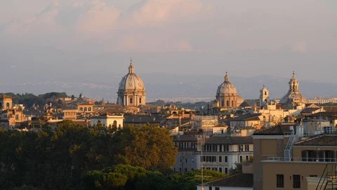 4K ROME SKYLINE AT SUNSET Stock Footage 97521375