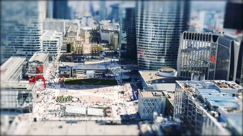 4K -Rooftop Arche de la Défense - Paris - Tilt Shift Effect via After Effect Stock Footage 88411320