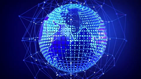 4k rotate blue earth light grid for ecology and green energy Vídeos de archivo 211818550