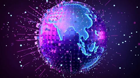 4k rotate violet earth light grid for ecology and green energy Vídeos de archivo 218977376