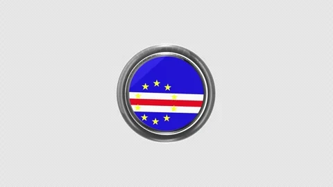4K Rotating Cape Verde Glass Flag Badge Icon Loop Transparent Background Stock Footage 336504459