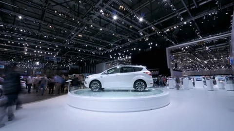 4K rotating car at a motor show / exhibition Stock Footage 62776893