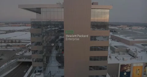 4K Rotating Drone Shot of Hewlett Packard Enterprise Building At Mall Of America Stock Footage 257417524