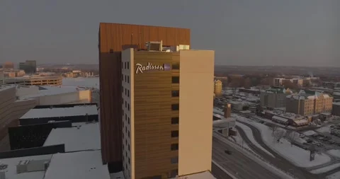 4K Rotating Drone Shot Of Radisson Blu Mall Of America Bloomington Minnesota Stock Footage 257417247