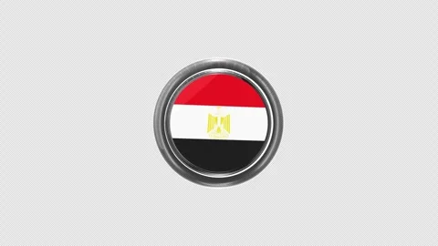 4K Rotating Egypt Glass Flag Badge Icon Loop Transparent Background Video stock 336504453