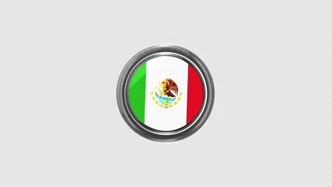 4K Rotating Mexico Glass Flag Badge Icon Loop Transparent Background Stock-Footage 336505178