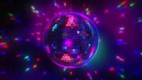4K Rotating Mirrored Disco Ball Dynamic Light Facets and Moving Spots Stock Footage 332157090