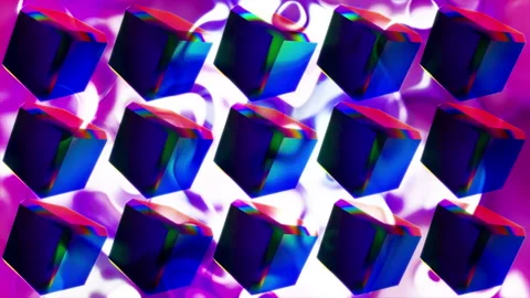 4k Rotating Neon Chrome Cubes Video stock 150702305