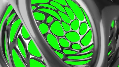 4K Rotation chrome shape with holes. Abstract distorted geometric shape. Stock Footage 289756915