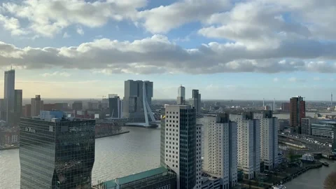 4k Rotterdam. Time Lapse of the clouds flying over the city. Stock Footage 157260055