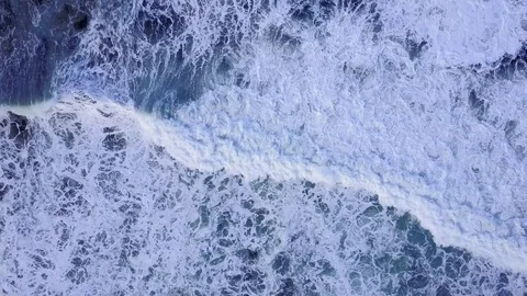 4K Rough ocean, big waves moving in the water Video stock 77601566