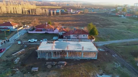 4K Rural Construction Site with Surrounding Fields Видео 314469610