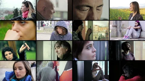 4k sad people composition: man, woman, depressed, dismal, painful Stock Footage 40300144