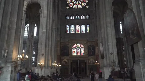 4K Saint Eustache Church Paris Interior Main Hall Stock Footage 237756177