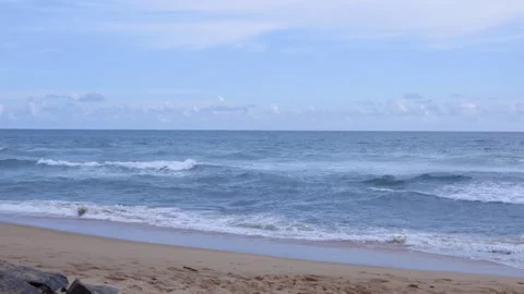 4K Sandy beach with waves crashing on shore tropical country Stock Footage 287205489