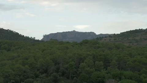4K Sant Llorenc mountain peak landscape Mola forest nature cloudy overcast Stock Footage 142509634