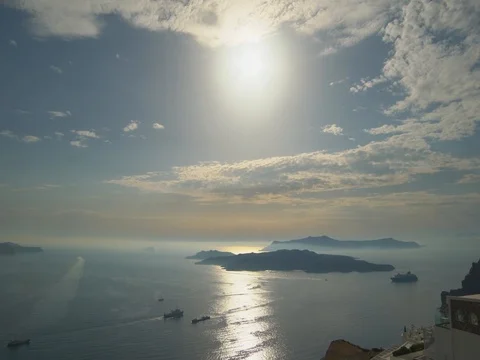 4k Santorini sunset - Sun sets in the sea Stock-Footage 77932389