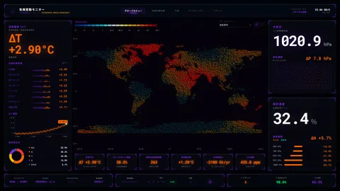 4K Satellite-derived Heat Mapping Interface: Real-time planetary telemetry Loop Stock Footage 334974559